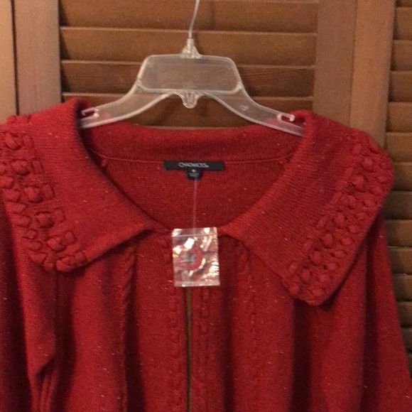 ^ New Chadwick’s Dark Red Zip Front Sweater - M - Picture 2 of 4